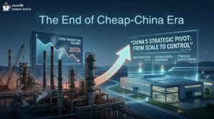 Infographic showing the shift from growth to control in global manufacturing.